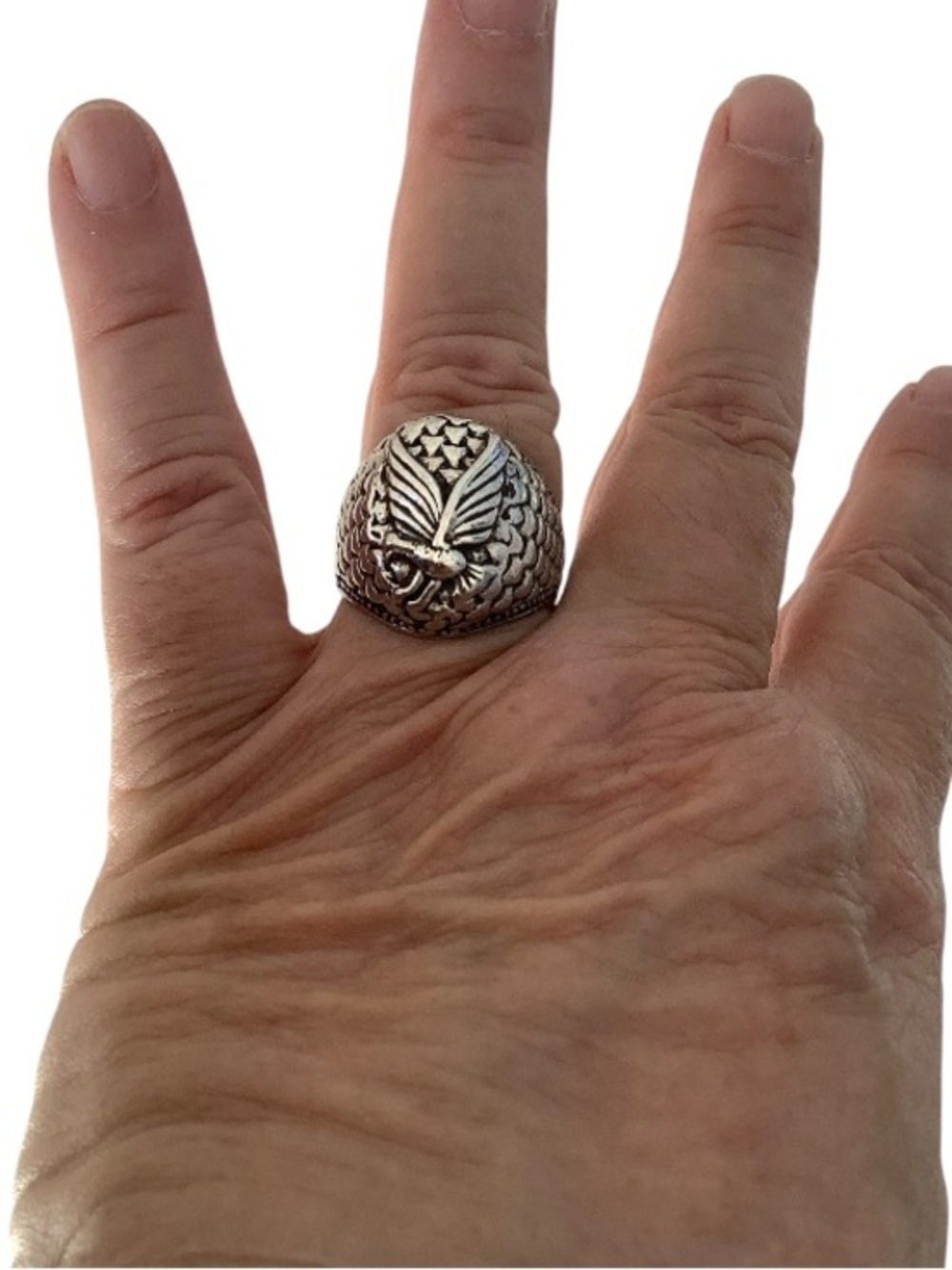 Silver Eagle Shield unisex Statement Ring